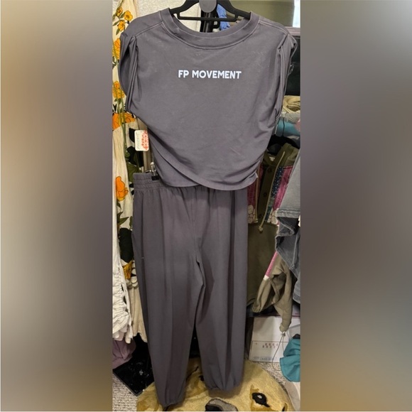 (NWT) FP Movement by Free People Gray Track Pants with Hot Shot Crossover Shirt - Picture 6 of 6
